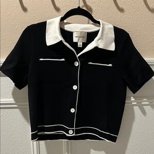 Black and White Button-Up Cardigan